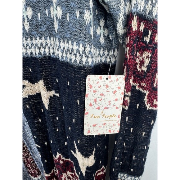 Free People Blue and Cream Patterned Cardigan - Picture 8 of 10